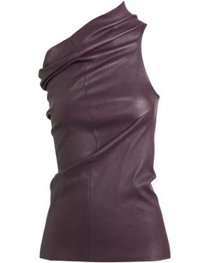 Rick Owens Oneshoulder Leather Top - Purple