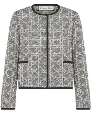 Dior Christian Button-Up Crewneck Jacket - Gray