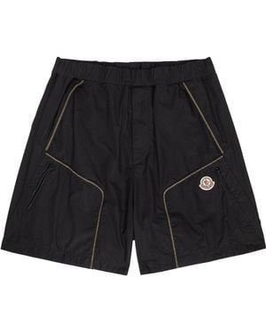 Moncler Cotton Baggy Woven Shorts - Black