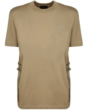 Moncler Ruffled Logo-Patch T-Shirt - Natural