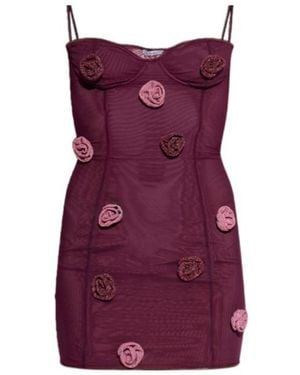 Oséree Oséree Mesh Rose Balconette Dress - Purple