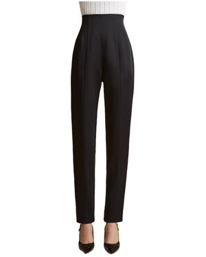 KHAITE High Waisted Cropped Pants - Black