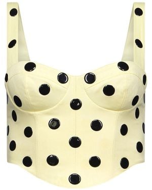 Area Polka Dot-Appliqué Cropped Top - Metallic
