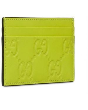 Gucci Gg Monogram Leather Cardholder - Yellow