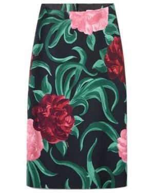 La DoubleJ La Doublej Peony Print Pencil Skirt - Green