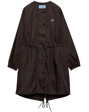 Prada Re-Nylon Buttoned Raincoat - Black