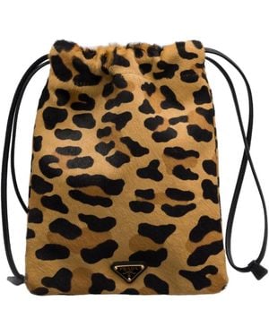 Prada Printed Calf Hair Smartphone Pouch - Black
