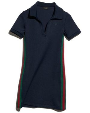 Gucci Ribbed Polo Mini Dress - Blue