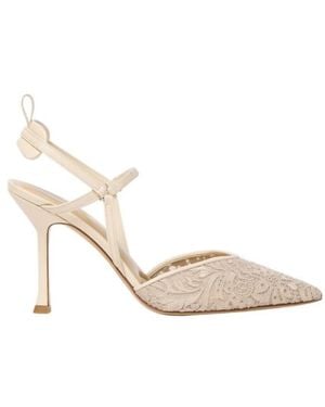 Fendi Very Colibri Parchment-Colored Tulle High-Heeled Slingbacks - Natural