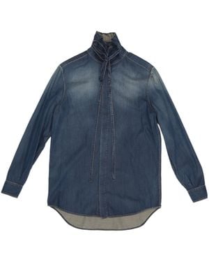 Dior Long Blouse With Tied Collar - Blue