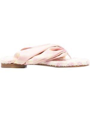 Burberry Check Printed Open-Toe Flat Sandals - Pink