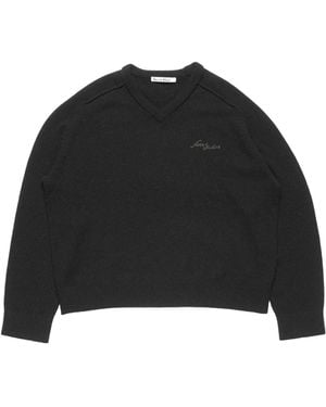 Acne Studios Camel Hair V-Neck Sweater - Black