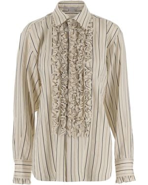 Stella McCartney Ruffle Detailed Striped Shirt - White