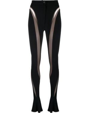Mugler High-Rise Button Casual Pants - Black