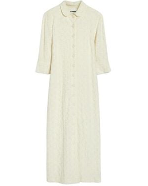 Jil Sander Floral-Embellished Buttoned Maxi Dress - White