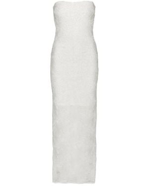 knee length dresses for ladies Ruched Waist Mesh Tube Wedding Dress White / Xs main image 1