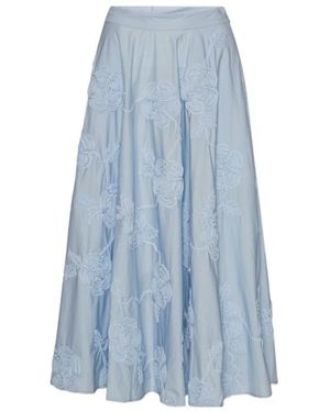 ROTATE BIRGER CHRISTENSEN Floral-Appliqué Maxi Skirt - Blue