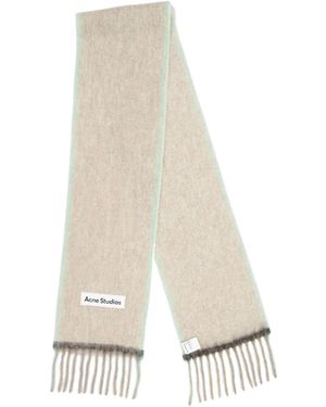 Acne Studios Logo Patch Knitted Scarf - White