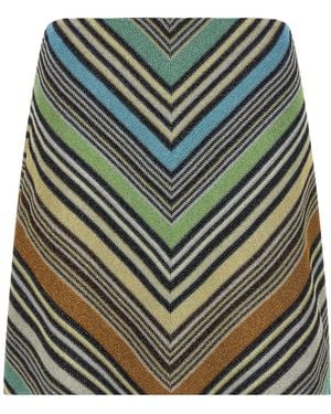 Missoni Chevron Lamé Mini Skirt - Green