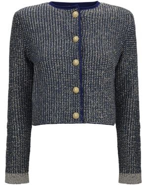 Balmain Sequinned Cropped Cardigan - Blue