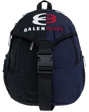 Balenciaga Logo Embroidered Buckled Backpack - Blue