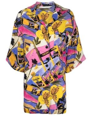 Palm Angels Allover Graphic Printed Oversized Bowling Shirt - Multicolor