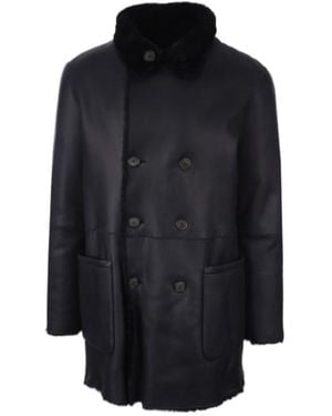 Giorgio Armani Double-Breasted Reversible Coat - Blue