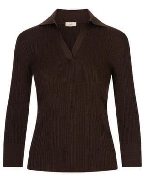 Agnona Collared Knit Sweater - Brown