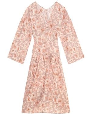 Vince Dahlia Floral-Printed Pleated Dress - Pink