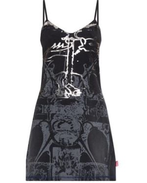 DIESEL D-Longy Metallic-Print Slip Dress - Black