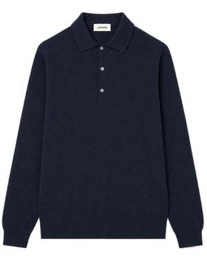 Lardini Long Sleeved Ribbed Polo Shirt - Blue