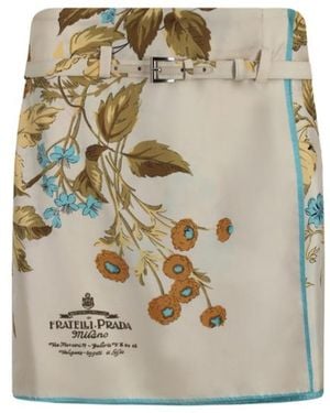 Prada Pattern-Printed Mini Skirt - Metallic