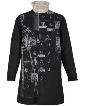 Yohji Yamamoto Padded Graphic Coat - Black