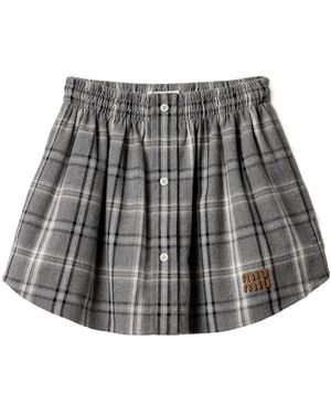 Miu Miu Cotton Flannel Mini Skirt - Grey