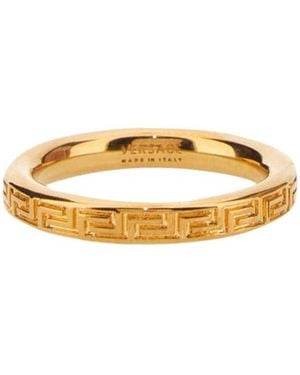 Versace Greek Key Engraved Ring - Metallic