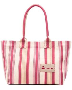 Isabel Marant Zipped Striped Cotton Tote Bag - Pink