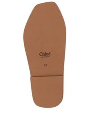 Chloé Two-Tone Minimalist Slide Sandals - Brown