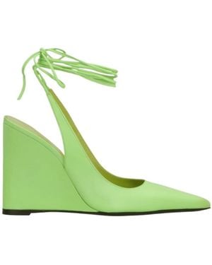 BY FAR Vaughn Tie-Fastening Wedge Court Shoes - Green