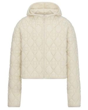 Dior Cannage Zipped Cardigan With Hood - White