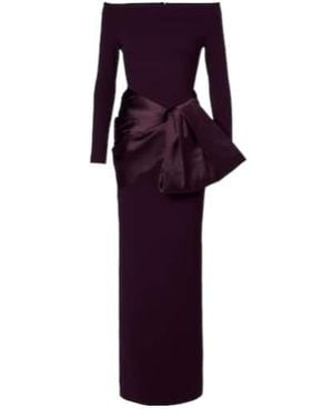 Solace London Kori Bow-Detail Off-Shoulder Gown - Purple