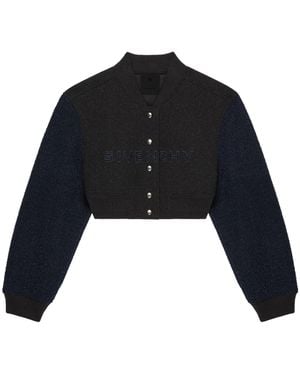Givenchy Logo Detailed Cropped Varsity Jacket - Black