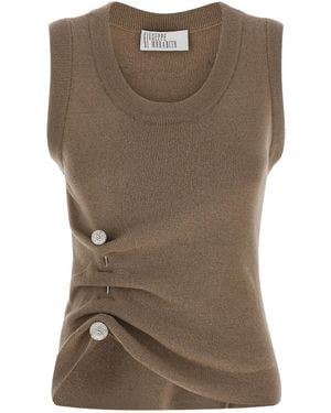 GIUSEPPE DI MORABITO Crystal-Embellished Draped Top - Brown