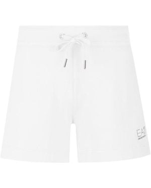 EA7 Logo Printed Shorts - White