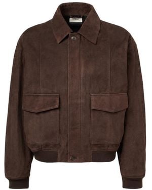 FRAME Flap Pocket Leather Jacket - Brown