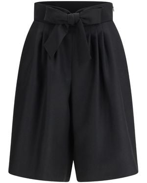 Valentino Bow Detailed Pleated Shorts - Black