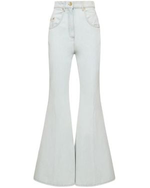 Nina Ricci High Rise Cotton Denim Flared Jeans - Grey