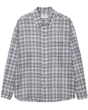 DUNST Check-Pattern Long-Sleeve Shirt - Grey