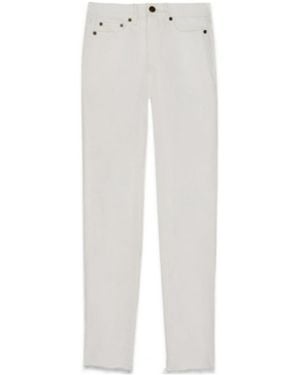 Saint Laurent Raw-Edge Straight Leg Jeans - White