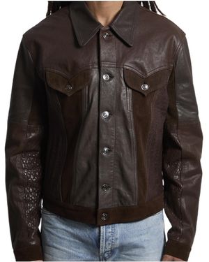 Versace Slim Fit Leather Blouson - Black