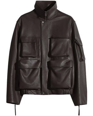 Lemaire Leather Jacket With Pockets - Black